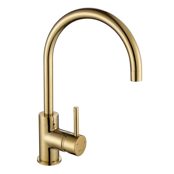 Courbe Curved Spout Kitchen Tap -  Gold Brass